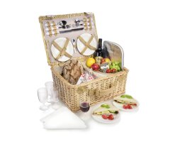 SÄNGER Picknickkorb aus Weidengeflecht mit Kühltasche 26 teilig für 4 Personen