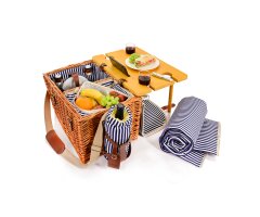 SÄNGER Picknickkorb Borkum mit integriertem Tisch & Kühltasche 25 teilig für 4 Personen