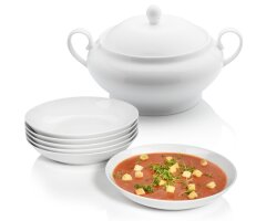 SÄNGER Suppenteller und Suppenterrine Set 7 teilig